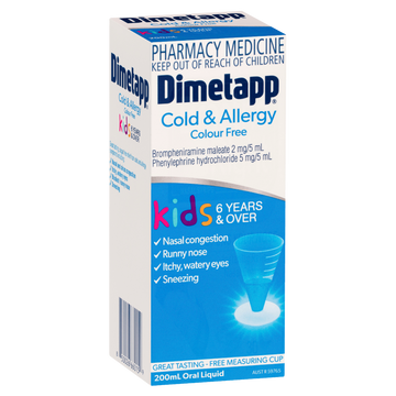 Dimetapp Cold and Allergy Elixir Colour Free 200mL