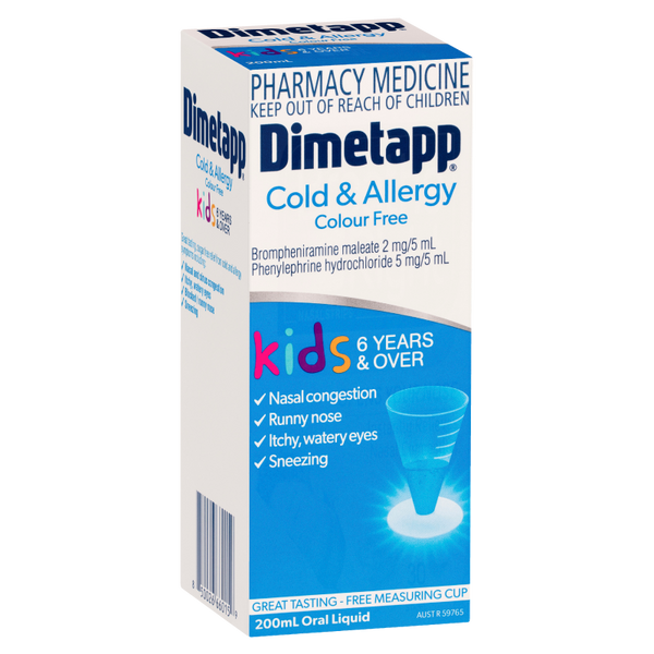 Dimetapp Cold and Allergy Elixir Colour Free 200mL