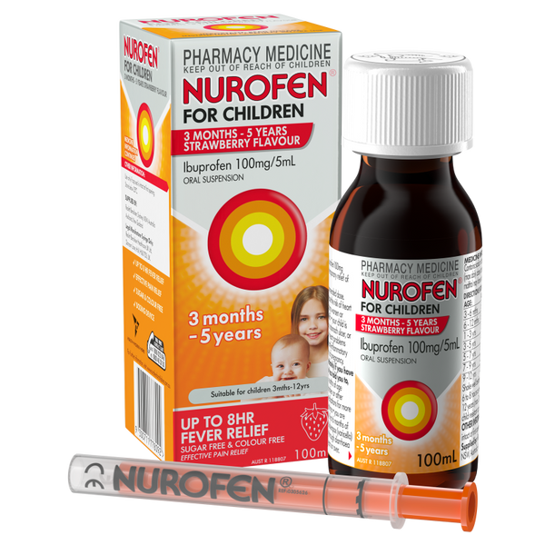 Nurofen Children 3 months-5 Years Strawberry Flavour 100mL