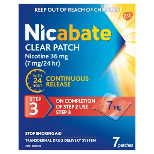 Nicabate Clear Patch 7mg Step 3 - 7 Patches