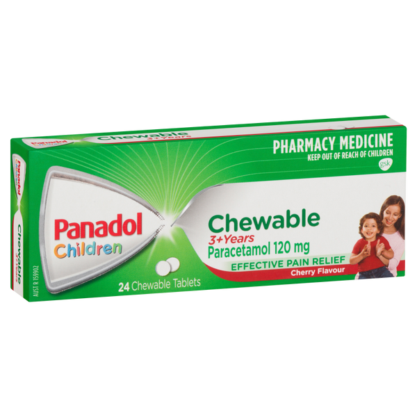 Panadol Children 3+ Years Cherry Flavour Chewable Tablets 24