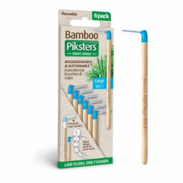 Piksters Bamboo Interdental Brushes Right Angle 6pk Size 05 - Blue