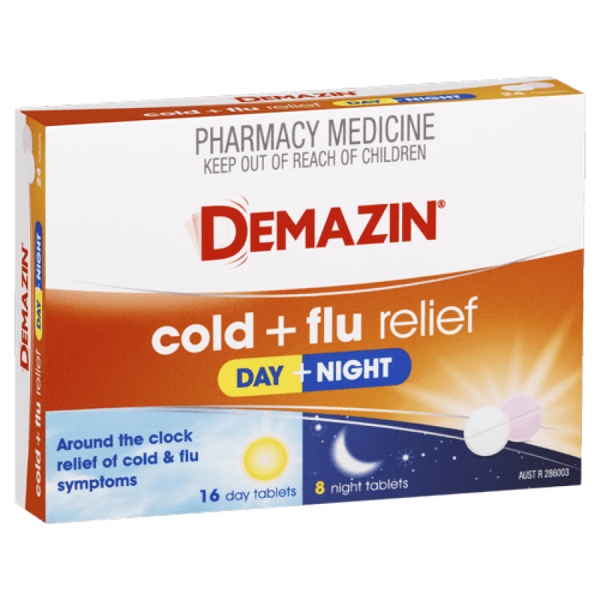 Demazin Cold + Flu + Cough Day & Night 24 Capsules