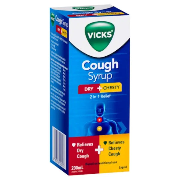 Vicks 2 in 1 Cough Syrup Dry + Chesty 200ml