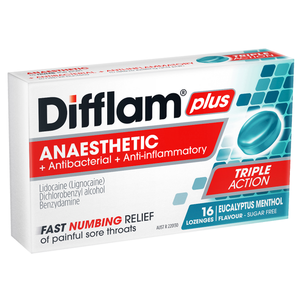 Difflam Plus Anaesthetic Lozenges Eucalyptus & Menthol 16