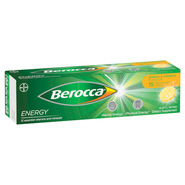 Berocca Energy Original Mango & Orange Effervescent 15 Tablets