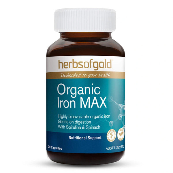 Herbs Of Gold Organic Iron Max 30 Vcaps Iron (Fe)