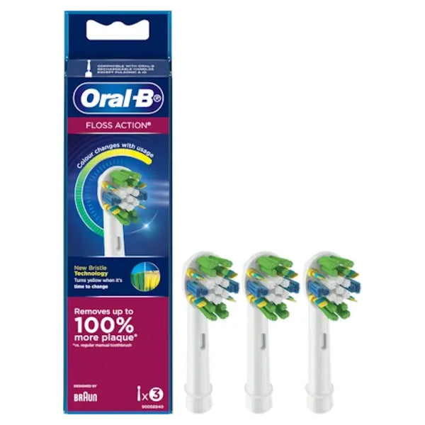 Oral B Electric Toothbrush Refills Floss Action 3 Pack