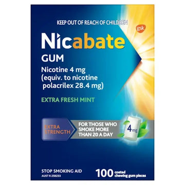 Nicabate Gum 4mg Extra Fresh Mint 100 Pieces