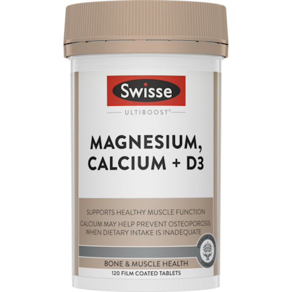 Swisse Ultiboost Magnesium, Calcium + Vitamin D3 120 Tablets