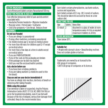 Panadol Rapid  500mg Tablets 20