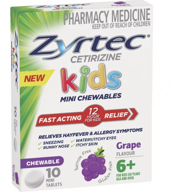Zyrtec Kids Chewable Grape Tablets 10 Tablets