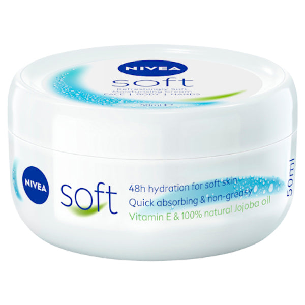 Nivea Soft Moisturiser Cream Face Body Hands 50ml