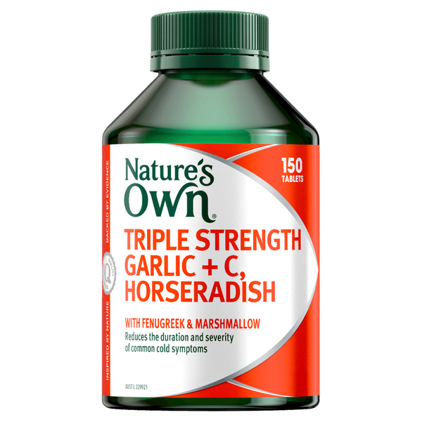 Nature's Own Triple Strength Garlic + C, Horseradish Tablets 150