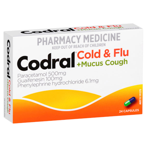 Codral Cold & Flu + Mucus Cough 24 Capsules