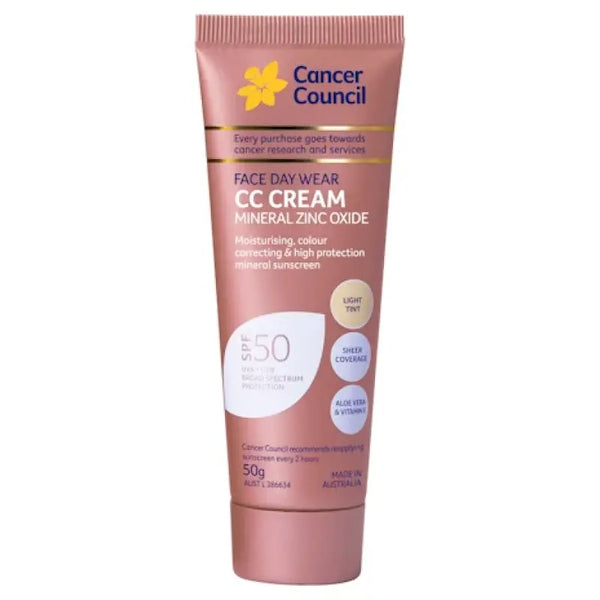 Cancer Council SPF 50 Face CC Cream Mineral Light 50ml