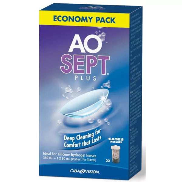 Aosept Plus Disinfecting Solution Economy Pack 360ml + 90ml