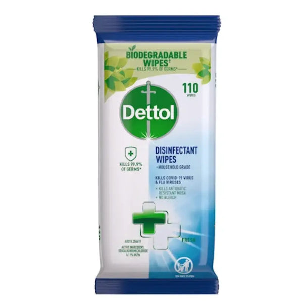 Dettol Disinfectant Fresh Multipurpose Cleaning Wipes 110 Pack