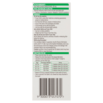 Panadol Children 3+ Years Cherry Flavour Chewable Tablets 24