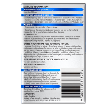 Nurofen Meltlets Citrus 200mg 24 pack