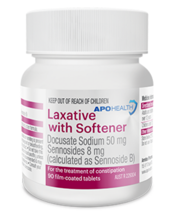 APOHealth Laxative with Softener 50mg 90 Tablets