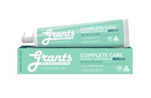 Grants Of Australia Natural Toothpaste Complete Care + Fluoride with Aloe Vera & Mint 110g