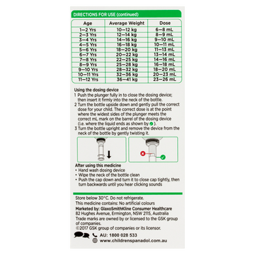 Panadol Children 1-5 Years Strawberry Flavour 100mL