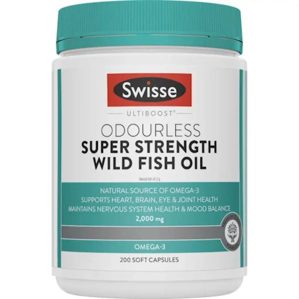 Swisse Odourless Super Strength Wild Fish Oil 2000mg 200 Capsules