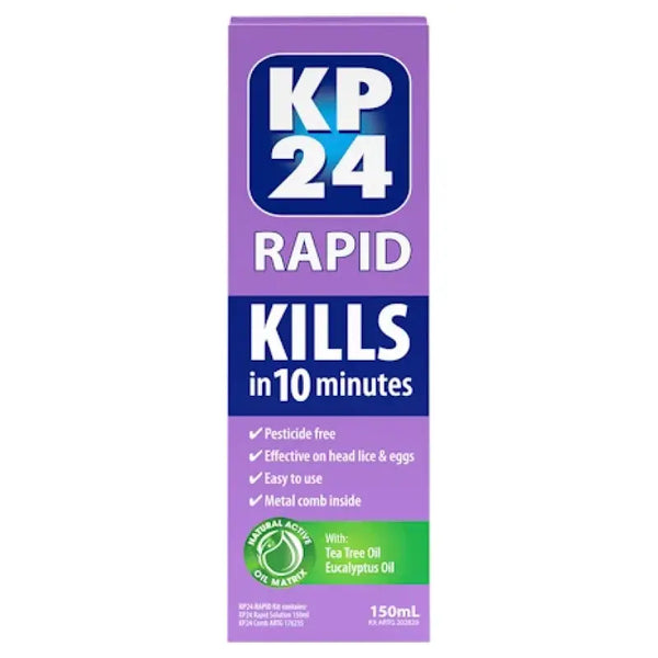 KP24 Rapid 10 Minute Head Lice/Nit Solution 150ml with Comb