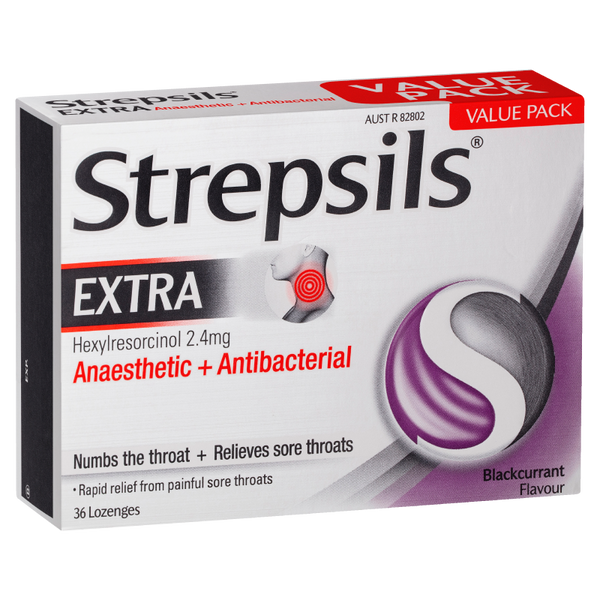 Strepsils Extra Blackcurrant Anaesthetic Lozenges 36 pack