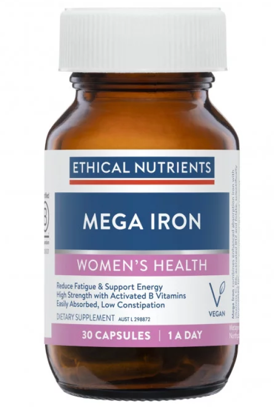 Ethical Nutrients Mega Iron With Activated B Vitamins 30 Capsules