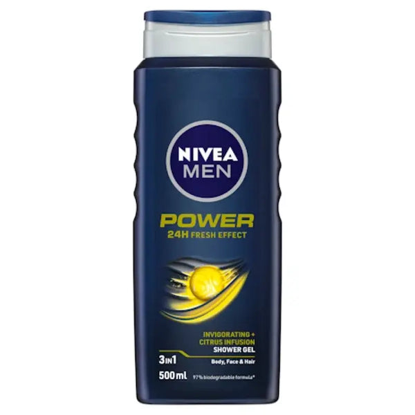 Nivea for Men Power Refresh 3-IN-1 Shower Gel Body Wash 500ml