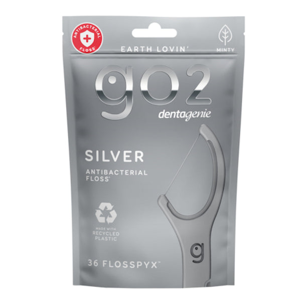 GO2 Dentagenie Silver Antibacterial Flosspyx Minty 36 Pack