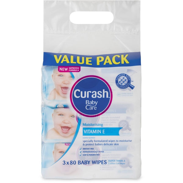 Curash Babycare Fragrance Free Wipes 3 x 80