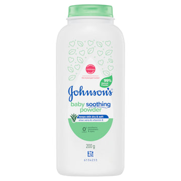 Johnson's Baby Pure Cornstarch with Aloe Vera & Vitamin E Soothing Powder 200g