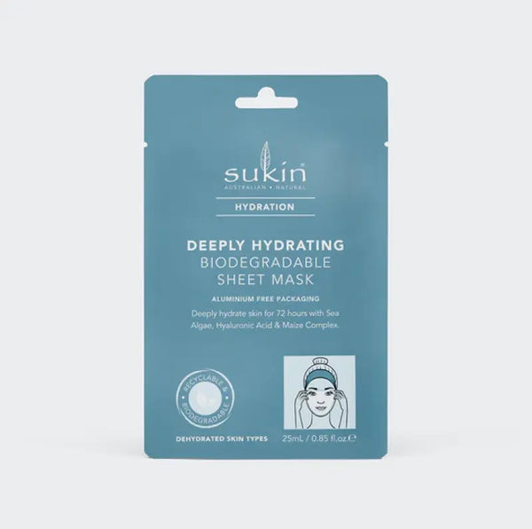 Sukin Deeply Hydrating Biodegradable Sheet mask 25ml