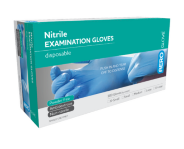 Aero Gloves Large Nitrile Powder-Free Box 100