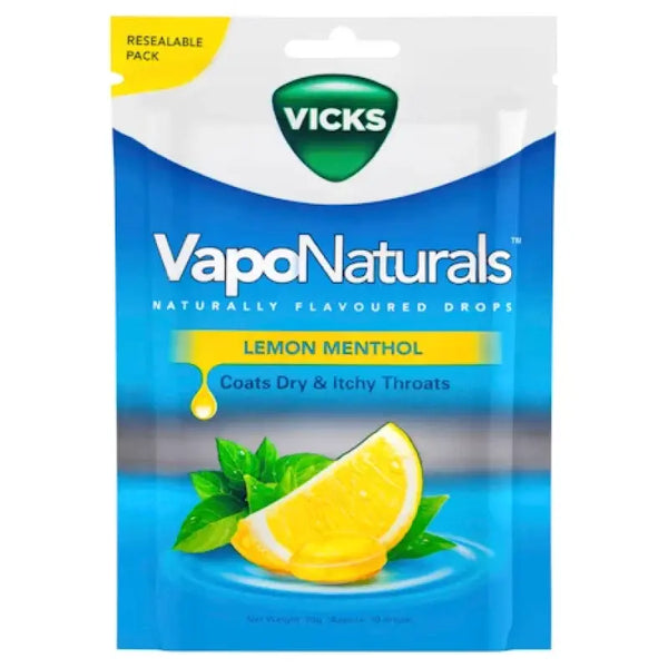 Vicks VapoNaturals Lemon Menthol Throat Lozenges 19 Drops