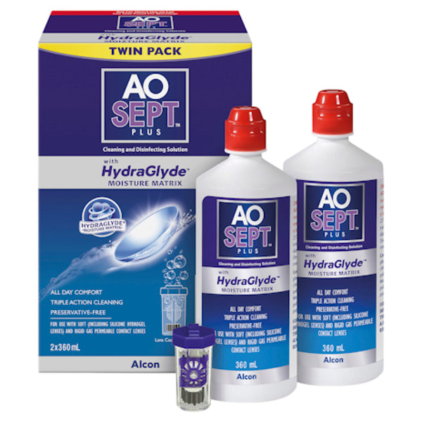 Aosept Plus with HydraGlyde 360ml Twin Pack