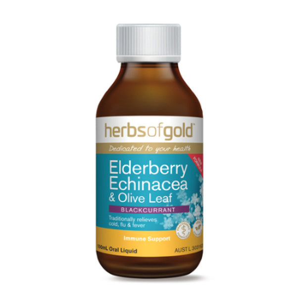 Herbs of Gold Elderberry Echinacea & Olive Leaf 100mL oral liquid