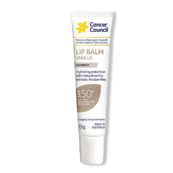 Cancer Council Lip Balm Vanilla Shimmer SPF50 Plus 15g