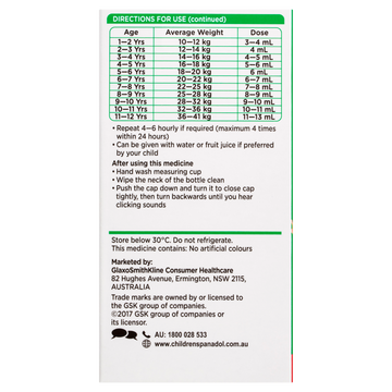 Panadol Children 5-12 Years Strawberry Flavour 100mL