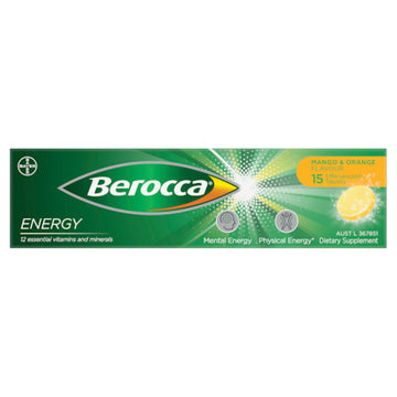 Berocca Energy Original Mango & Orange 15 Effervescent Tablets