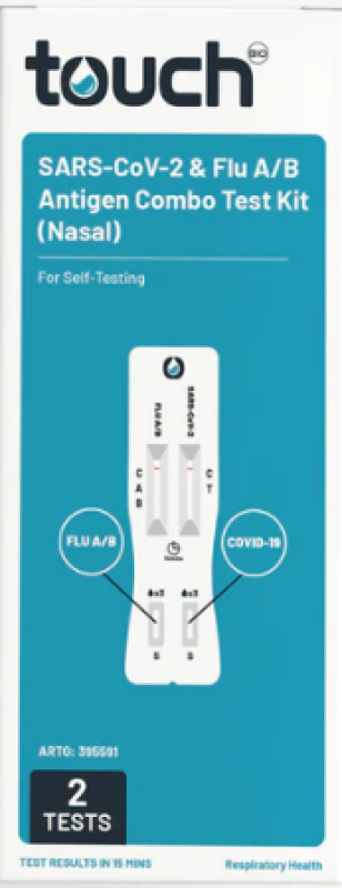 TouchBio 2in1 Flu A/B and COVID19 Rapid Antigen Test For Self-Testing 2 Tests