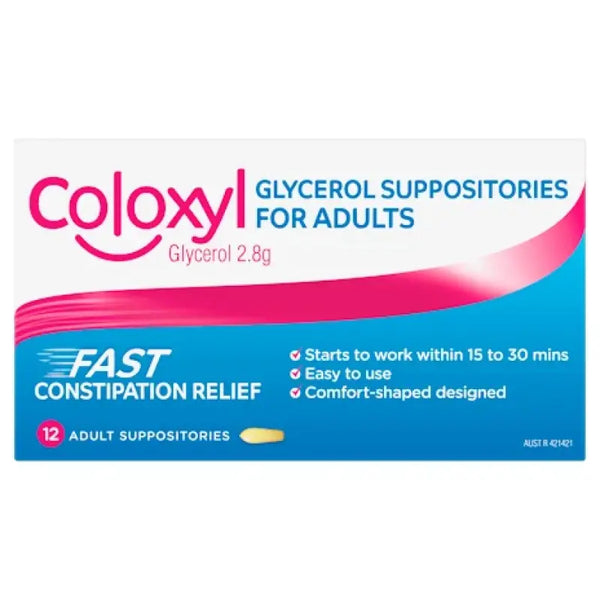 Coloxyl Glycerol Adult 12 Suppositories