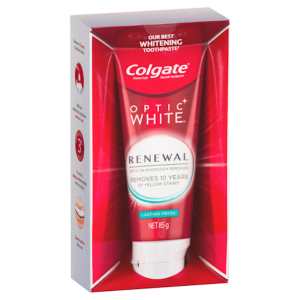 Colgate Optic White Renewal Teeth Whitening Toothpaste Lasting Fresh with Hydrogen Peroxide 85g