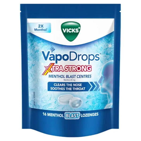 Vicks VapoDrops Xtra Strong Menthol Blast 16 Lozenges