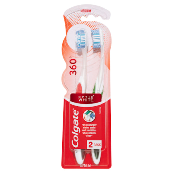 Colgate 360 Optic White Platinum with 2 Whitening Actions Toothbrush Medium