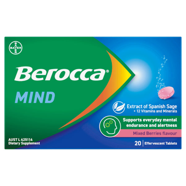 Berocca Mind Effervescent Mixed Berries 20 Tablets