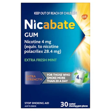 Nicabate Gum 4mg Extra Fresh Mint 30 Pieces
